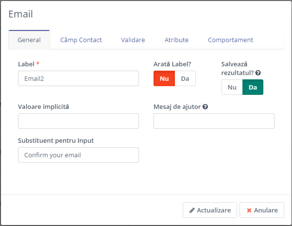 2a. Câmp de Text - Tabul General